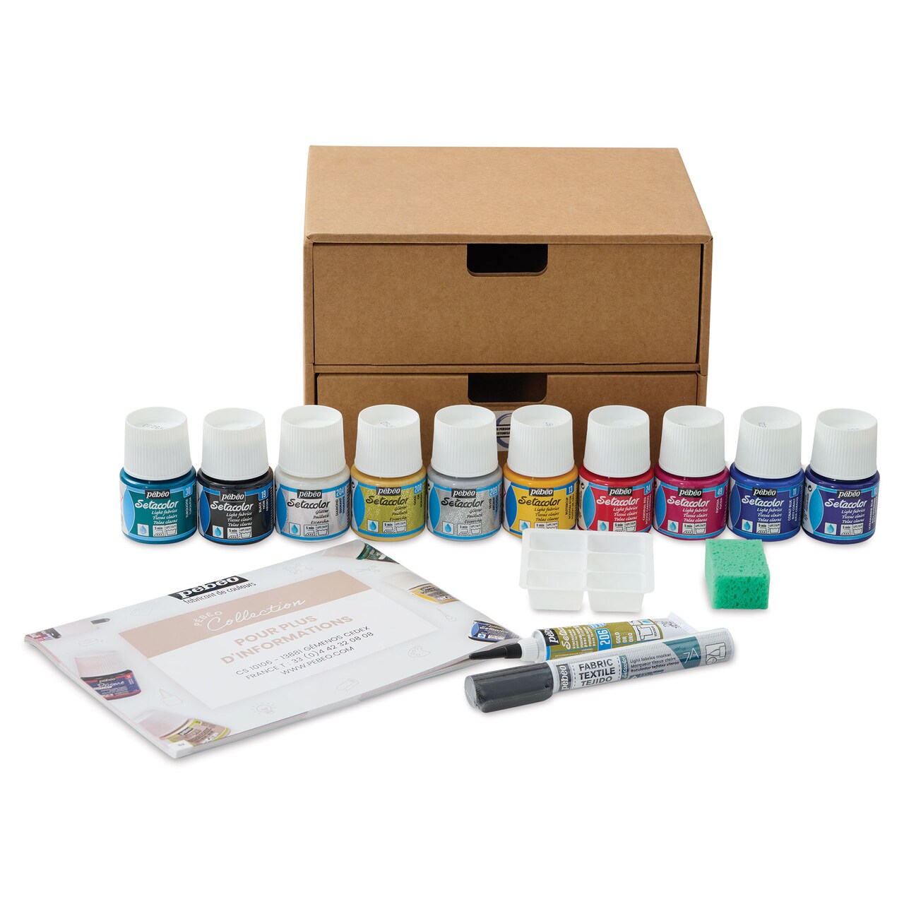 Pebeo Setacolor Fabric Paint - Light Fabrics Collection, Set of 10
